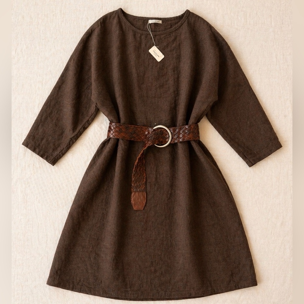 NWT never worn — Fog Linen Work “Eden Dress” in brown chambray.